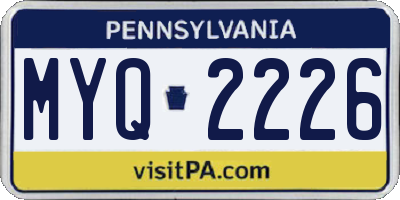 PA license plate MYQ2226