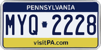 PA license plate MYQ2228