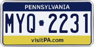 PA license plate MYQ2231