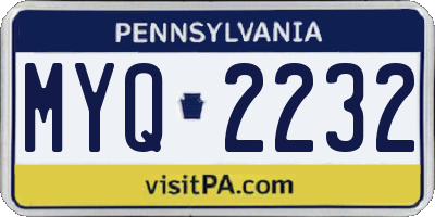 PA license plate MYQ2232