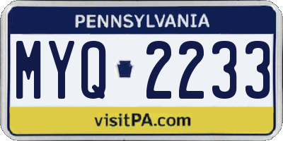 PA license plate MYQ2233