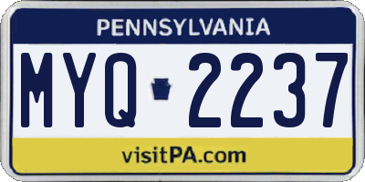 PA license plate MYQ2237