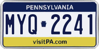 PA license plate MYQ2241