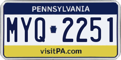 PA license plate MYQ2251
