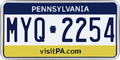 PA license plate MYQ2254