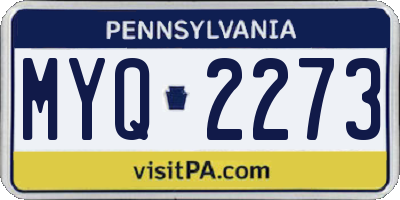 PA license plate MYQ2273