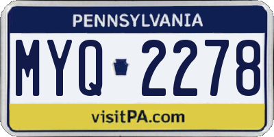 PA license plate MYQ2278