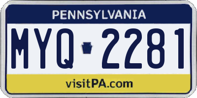 PA license plate MYQ2281