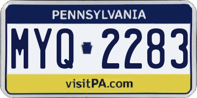 PA license plate MYQ2283