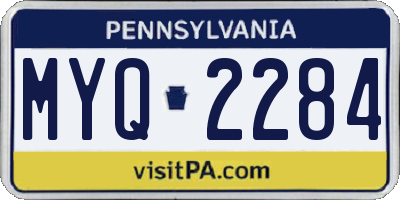 PA license plate MYQ2284