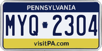 PA license plate MYQ2304