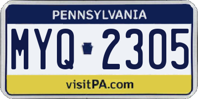 PA license plate MYQ2305