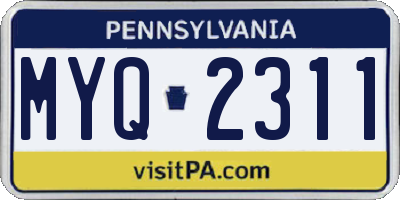 PA license plate MYQ2311