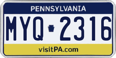 PA license plate MYQ2316