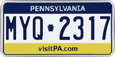 PA license plate MYQ2317
