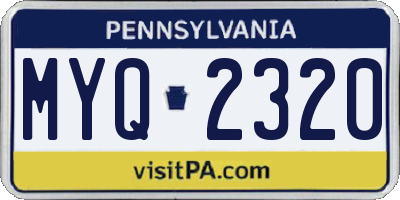 PA license plate MYQ2320