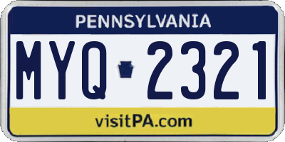 PA license plate MYQ2321