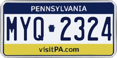 PA license plate MYQ2324