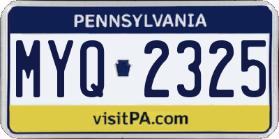 PA license plate MYQ2325