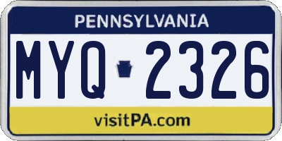 PA license plate MYQ2326