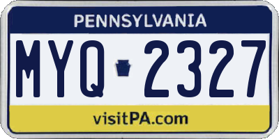 PA license plate MYQ2327