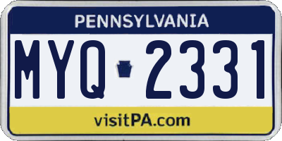 PA license plate MYQ2331