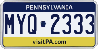 PA license plate MYQ2333