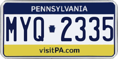 PA license plate MYQ2335