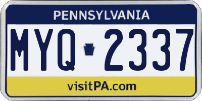 PA license plate MYQ2337