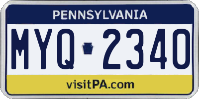 PA license plate MYQ2340