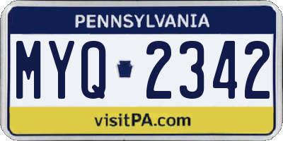 PA license plate MYQ2342