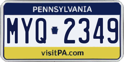 PA license plate MYQ2349