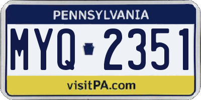 PA license plate MYQ2351