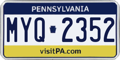 PA license plate MYQ2352