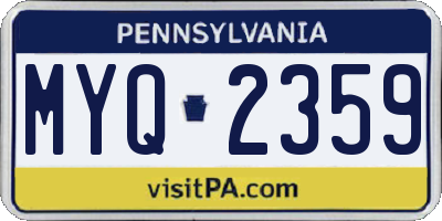 PA license plate MYQ2359