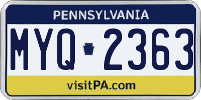 PA license plate MYQ2363