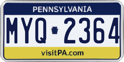 PA license plate MYQ2364