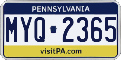 PA license plate MYQ2365