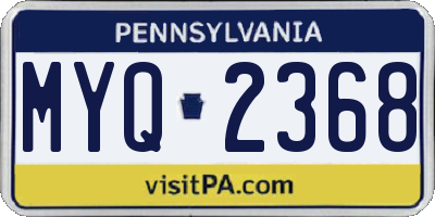 PA license plate MYQ2368