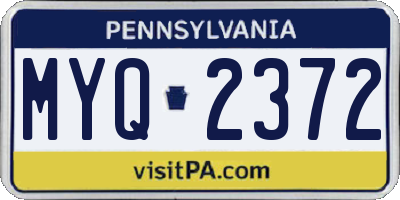 PA license plate MYQ2372