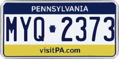 PA license plate MYQ2373