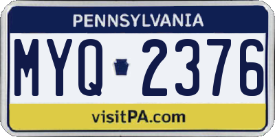 PA license plate MYQ2376