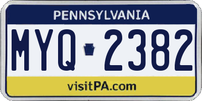 PA license plate MYQ2382