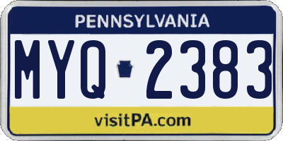 PA license plate MYQ2383
