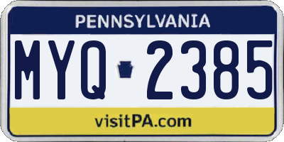 PA license plate MYQ2385