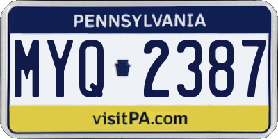 PA license plate MYQ2387