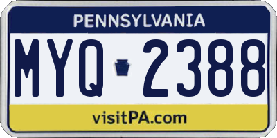 PA license plate MYQ2388