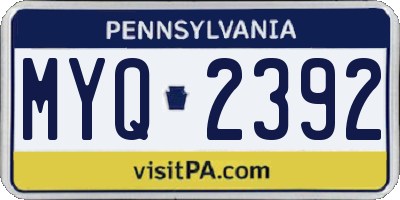 PA license plate MYQ2392