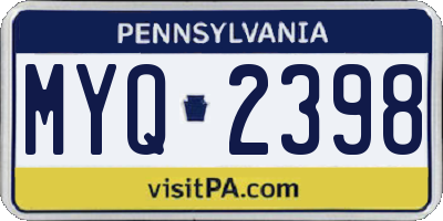 PA license plate MYQ2398
