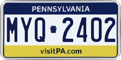 PA license plate MYQ2402